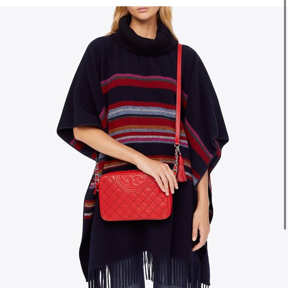 Tory Burch Handbags - Tory Burch Fleming Distressed Leather Chain Camera Red Crossbody Bag